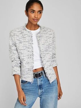 NWT Club Monaco Collarless Boucle Jacket